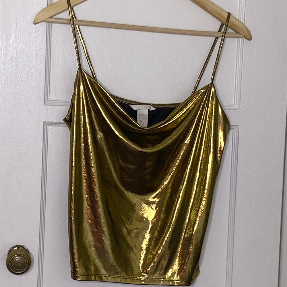 Gold draped top